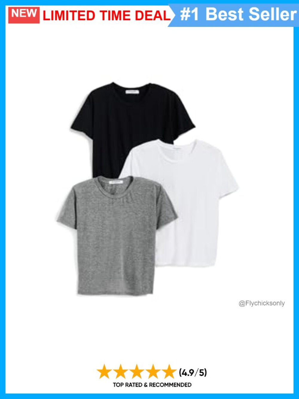 Women's Classic Fit Crew Neck Short Sleeve Cotton Jersey Tee 3 Pack